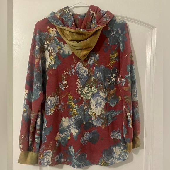 NEW! Women’s Boutique “Secret Garden” Rust Body Tie Dye & Floral Print Hoodie M - Picture 8 of 8